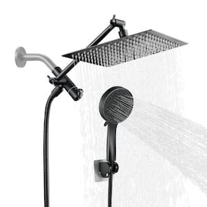 Rainfull 5-Spray 1.8 GPM Wall Mount with 10 in. Adjustable Dual Shower Heads and Handheld Shower Head in Matte Black