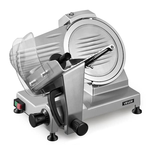 Commercial Meat Slicer, 240 W Electric Food Slicer with Carbon Steel Blade, Built-In Sharpener and Adjustable Thickness