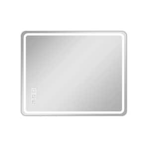 40 in. W x 32 in. H Rectangle Frame LED Wall Bathroom Vanity Mirror in Silver