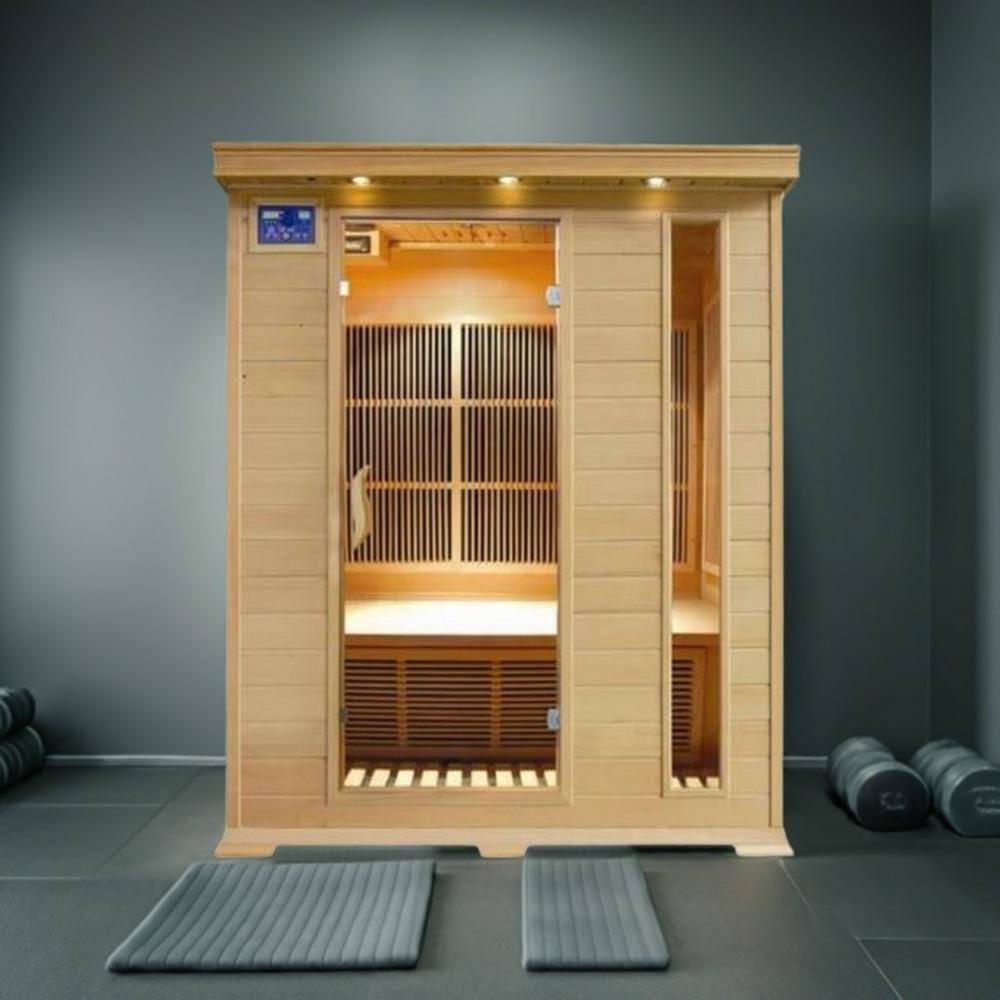 Westlake 3-Person Hardwood and Cultured Stone Infrared Sauna