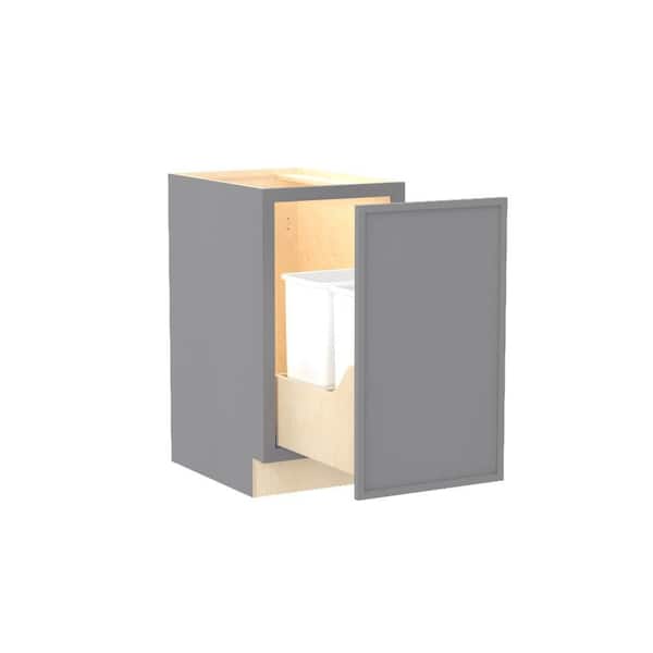 Franklin 18 in. W x 24 in. D x 34.5 in. H Assembled Plywood Trash Can Kitchen Cabinet in Veiled Gray with Soft Close