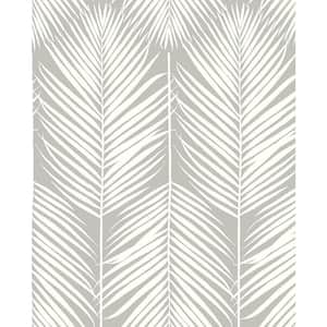 Palm Silhouette Harbor Grey Coastal 20.5 in. x 18 ft. Peel and Stick Wallpaper