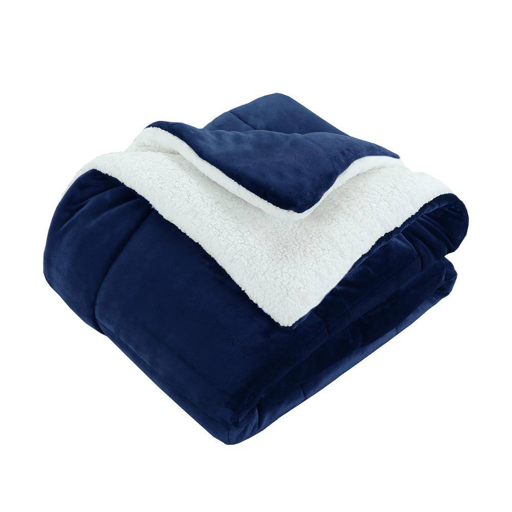 King Blue Organic Reversible Micromink Sherpa Comforter Set