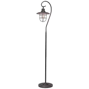 Lantern 58 in. Brushed Pewter Industrial 1-Light Lantern Floor Lamp with Brushed Pewter Shade, Bulb Included