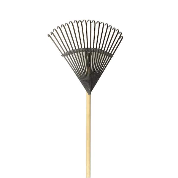 54 in. Wood Handle Garden Rake with 20-Steel Tines for Wet Leaves and Garden Beds