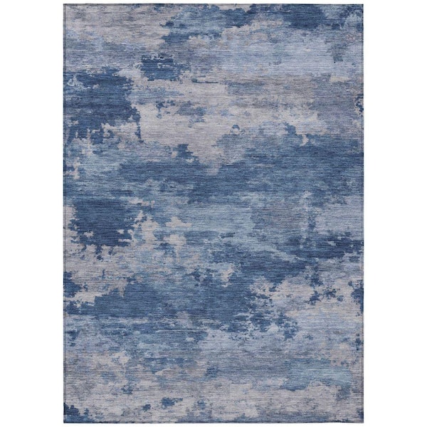 Chantille Machine Washable Indoor/Outdoor Abstract ACN2075 Navy 9 ft. x 12 ft. Area Rug