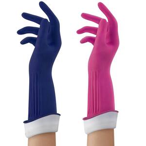 Playtex Living Fuchsia and Navy Latex/Neoprene/Nitrile Gloves, Medium (2-Pairs)