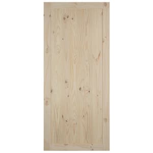 Expressions 37 in. x 84 in. Solid Natural 1 Panel Unfinished Wood Pine Barn Door Slab