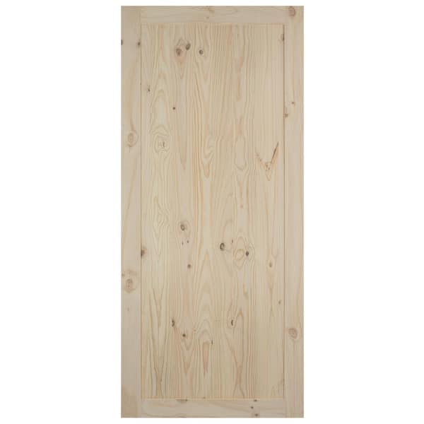 EVERMARK Expressions 37 in. x 84 in. Solid Natural 1 Panel Unfinished Wood Pine Barn Door Slab