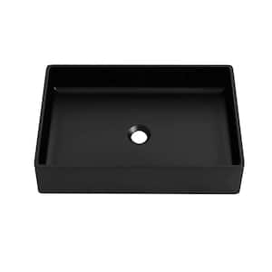 21.5 in . Rectangular Solid Surface Bathroom Stone Vessel Sink in Black
