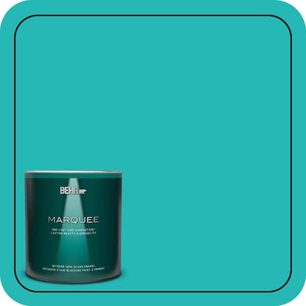 BEHR MARQUEE 1 qt. #MQ4-21 Caicos Turquoise One-Coat Hide Semi-Gloss Enamel Interior Paint & Primer
