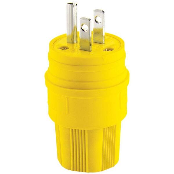 Eaton 15 Amp 125-Volt 2-Pole 3-Wire Water-Tight Industrial Grade Plug, Yellow