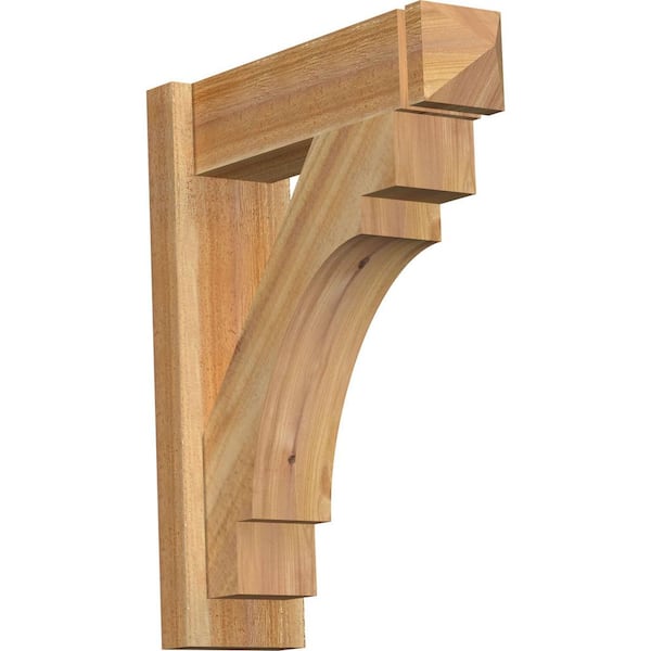 Ekena Millwork 6 in. x 24 in. x 20 in. Western Red Cedar Merced Arts and Crafts Rough Sawn Outlooker