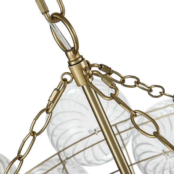 HUOKU Neuvy 8-Light 33 in. W Brass Chandelier with Swirled