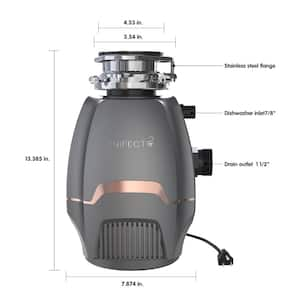 3/4 hp Continuous Feed Garbage Disposal in Black with Energy Saving