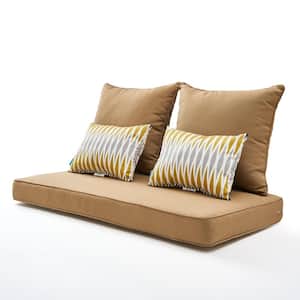 Light Brown 5-Pieces Outdoor Bench Replacement Cushion with 2 Lumber Pillows by for Patio Furniture