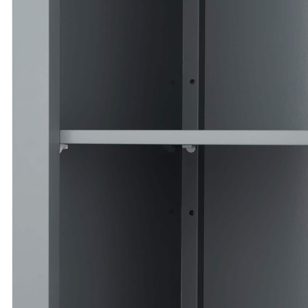 Gray Engineered Wood Linen Tower Cabinet with Adjustable Shelving