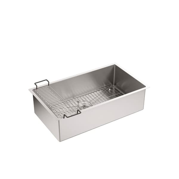 KOHLER Strive Undermount Stainless Steel 32 in. Single Bowl Kitchen Sink with Included Accessories