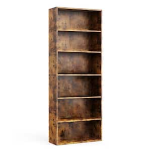 Tileon 5-Shelf Brown Freestanding MDF Open Bookcase, Pantry