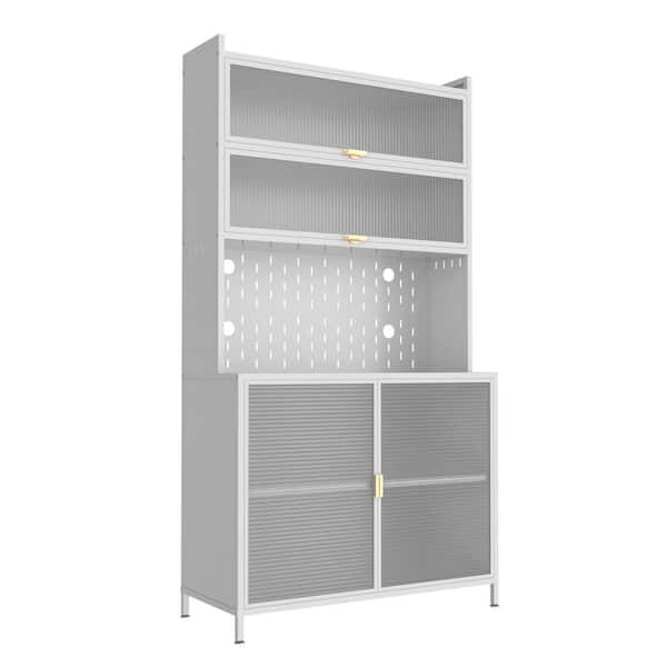 White Steel Pantry Organizer with  Adjustable Shelves;Removable Shelves;Corrosion Resistant