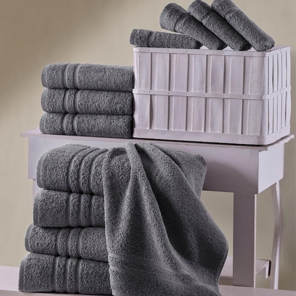 Hammam Linen 4-Pieces Grey Turkish Cotton Bath Towels SN553BT04 - The Home  Depot