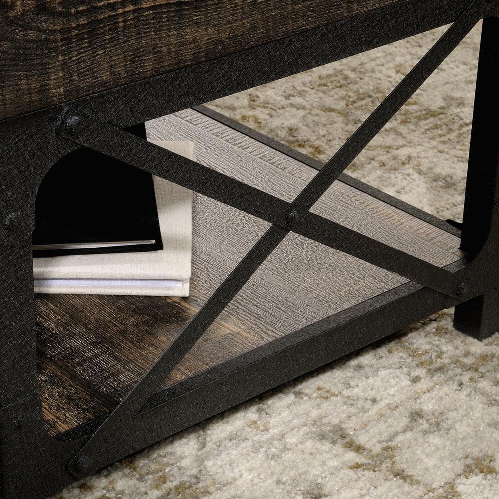 Carbon Oak and Metal Lift-Top Coffee Table with Storage