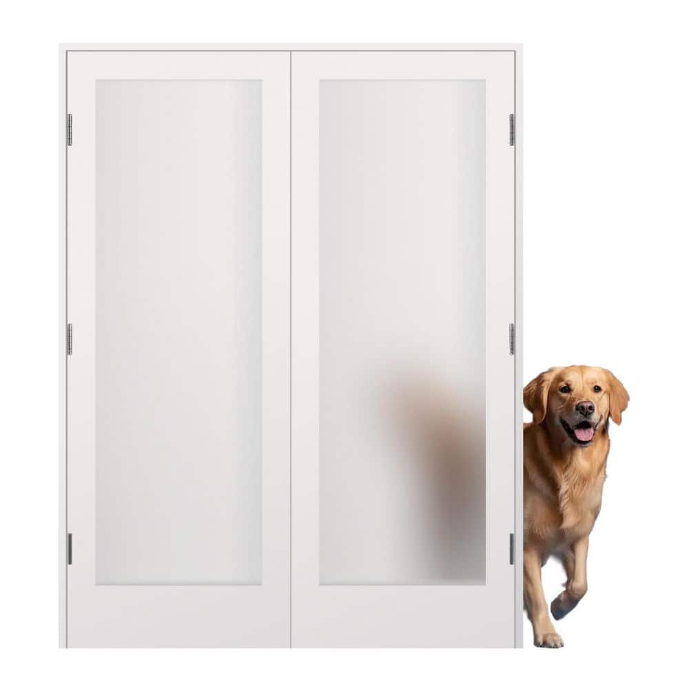 48 in. x 80 in. Bi-Parting Solid Core White Primed Composite Prehung French Door Catch Ball Frosted Glass Bronze price history on PriceWatchPro