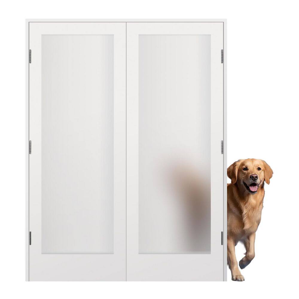 60 in. x 80 in. Bi-Parting Solid Core White Primed Composite Prehung French Door Catch Ball Frosted Glass Shiny Nickel price history on PriceWatchPro
