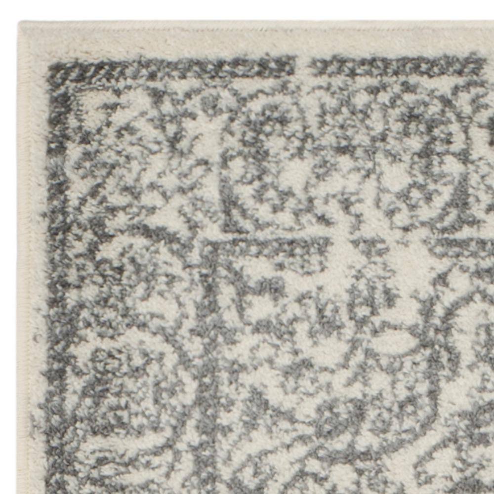 Ivory and Silver Distressed Oriental Runner Rug 2'6" x 8'