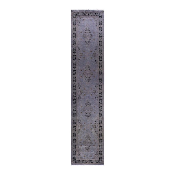 Overdyed Purple 2 ft. 6 in. x 12 ft. 7 in. Wool Indoor Area Rug