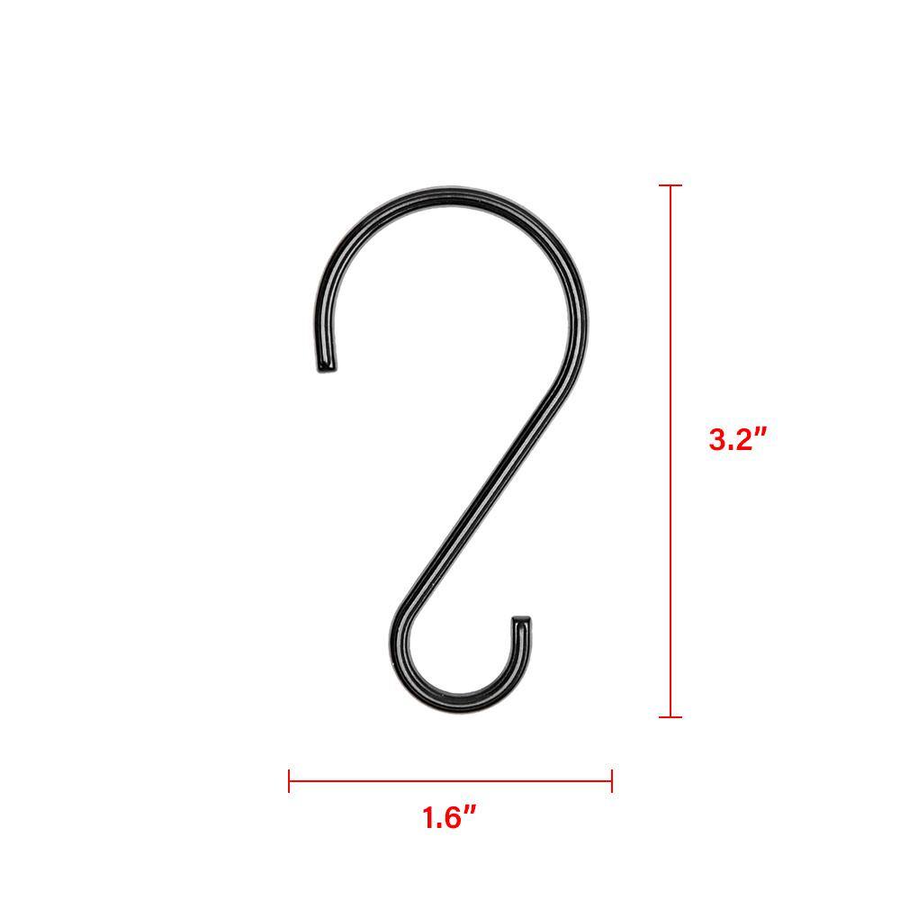 Matte Black Rustproof Zinc Shower Curtain Hooks Set of 12