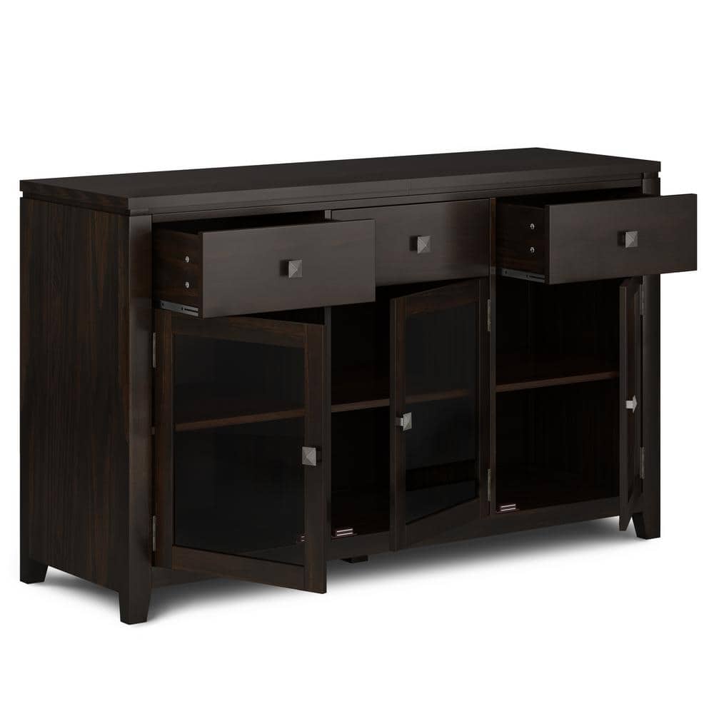 Cosmopolitan Mahogany Solid Wood 54" Wide Contemporary Sideboard Buffet