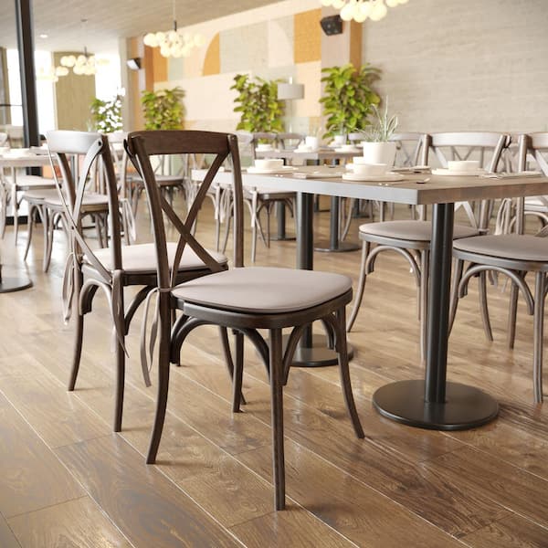 Mahogany Wood Cross Back Chair (Set of 2)