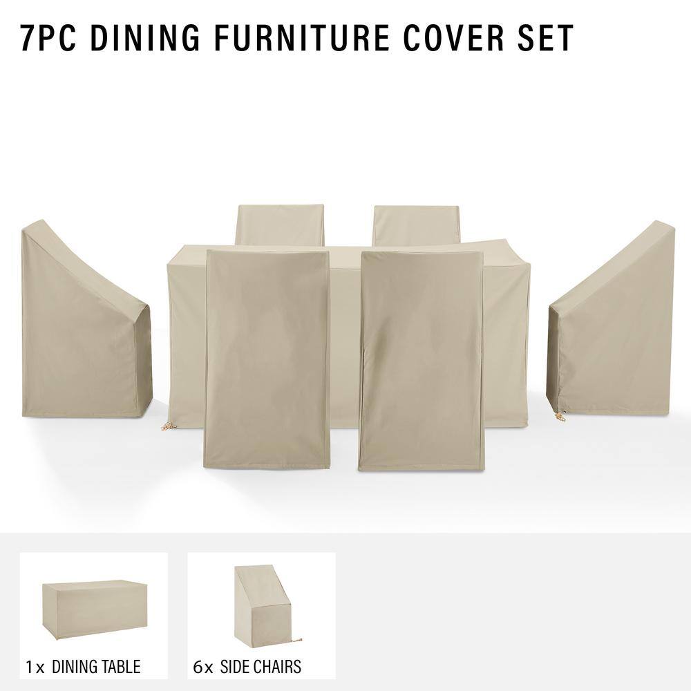 Tan Heavy Gauge Vinyl 7-Piece Outdoor Furniture Cover Set