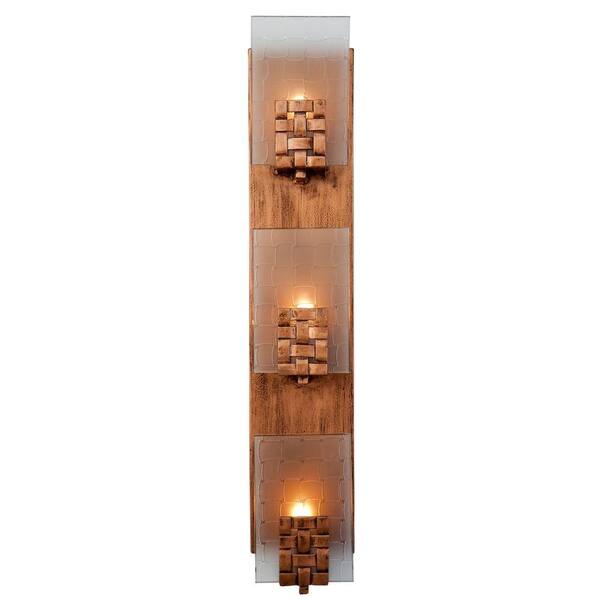 Varaluz Dreamweaver 3-Light Blackened Copper Vertical Sconce with Frosted Glass