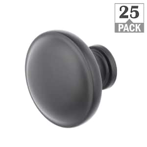 Domed 1-1/4 in. matte black Classic Round Cabinet Knob (25-Pack)