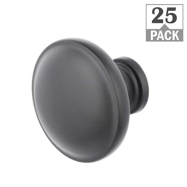 Everbilt Domed 1-1/4 in. matte black Classic Round Cabinet Knob (25-Pack)