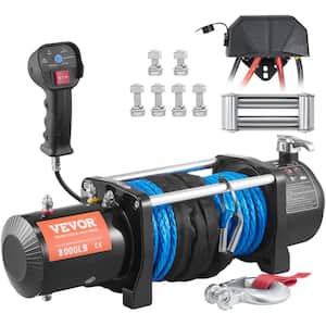 Electric Winch 8000 lbs. Load Capacity 85 ft. Nylon Rope ATV Winch with Wireless Handheld Remote and Hawse Fairlead