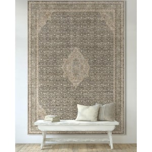 Grey Beige 9 ft. 10 in. x 13 ft. Asha Lilith Vintage Persian Oriental Area Rug