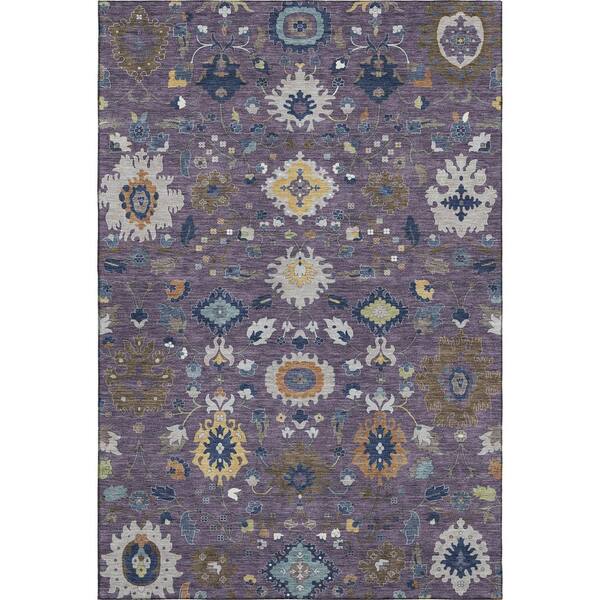 Mayfield Premium Machine Washable Abstract AMF2458 Plum 10 ft. x 14 ft. Area Rug