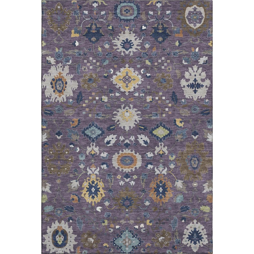 Mayfield Premium Machine Washable Abstract AMF2458 Plum 5 ft. x 7 ft. 6 in. Area Rug price history on PriceWatchPro