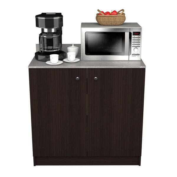 inval america LLC 36.02 in. W x 19.69 in. D x 34.06 in. H Espresso/Stone Finish Ready to Assemble Wood Breakroom Base Kitchen Cabinet