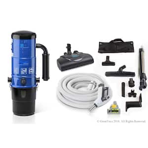 CV12000 Blue Central Vacuum Power Unit with Electric Hose and Power Nozzle Kit