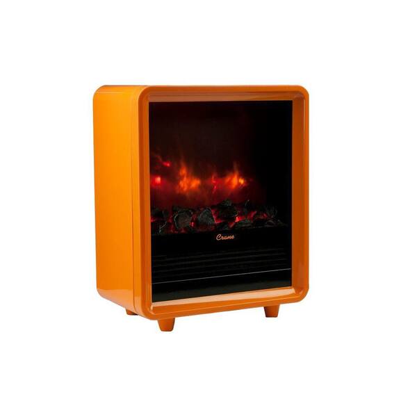 Crane 1500-Watt Mini Fireplace Radiant Electric Portable Heater - Orange