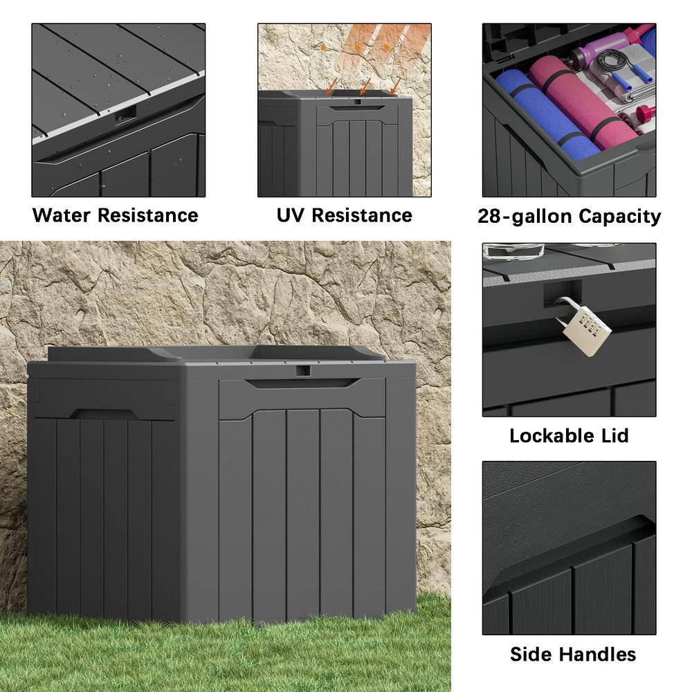 Dark Grey Lockable Resin Outdoor Deck Box