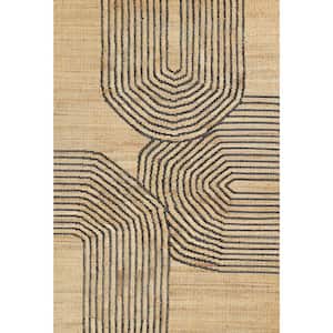 Abstract Arches Natural and Black 5 ft. x 8 ft. Handwoven Jute and Wool Area Rug