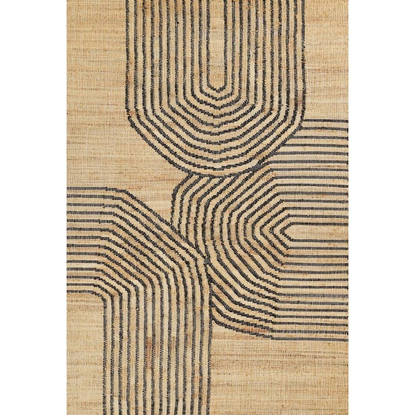 Tempaper Abstract Arches Natural and Black 5 ft. x 8 ft. Handwoven Jute and Wool Area Rug