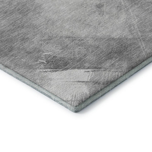 Mayfield Premium Machine Washable Abstract AMF1535 Gray 3 ft. x 5 ft. Area Rug