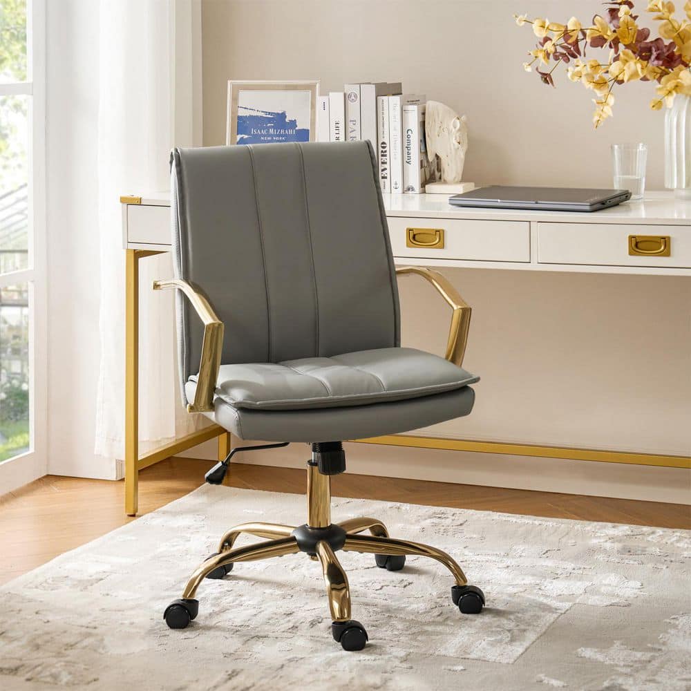 JAYDEN CREATION Carlos Grey Modern Leather Rocking Office Chair