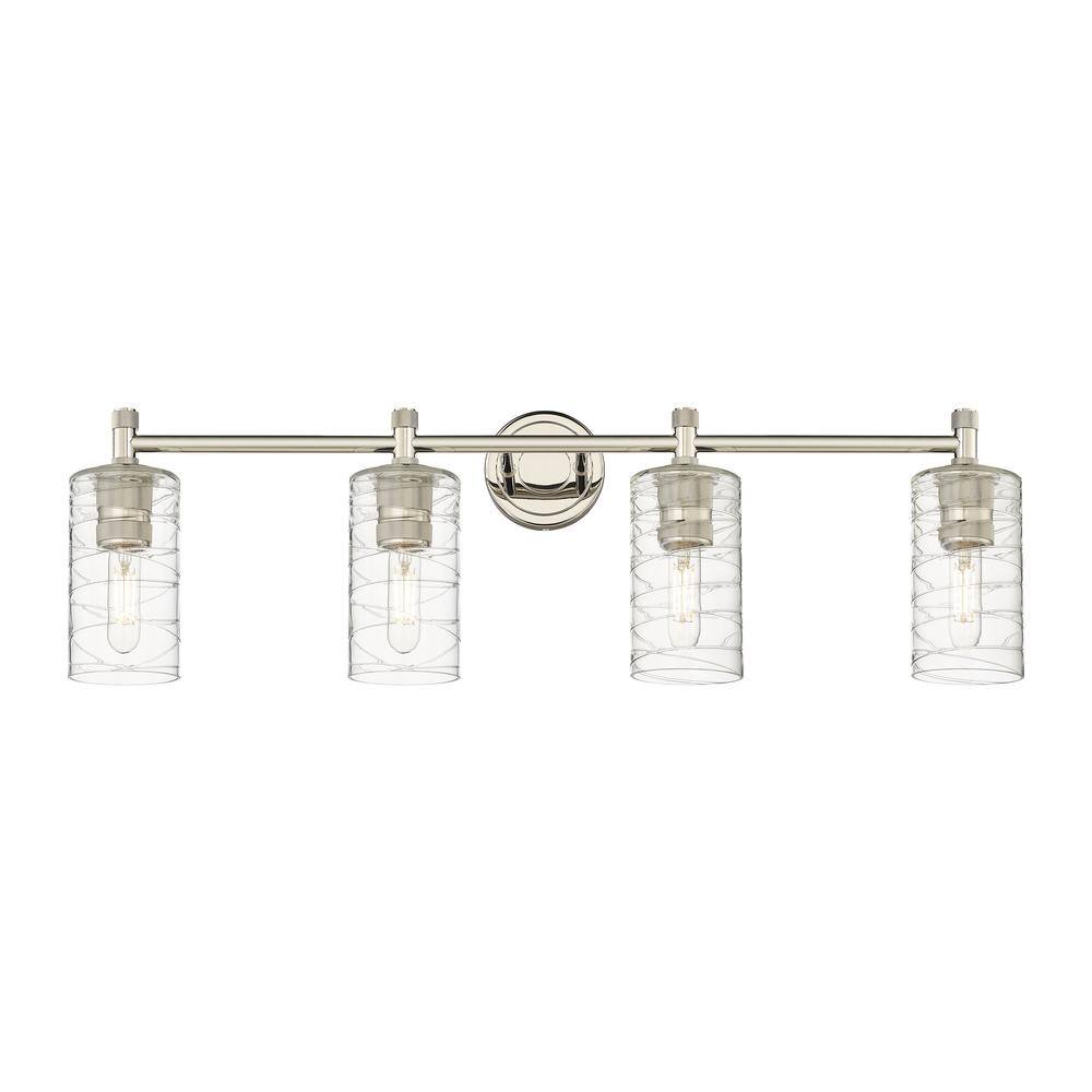 Crown Point 33.88 in. 4-Light Polished Nickel Vanity Light with Glass Shade price history on PriceWatchPro